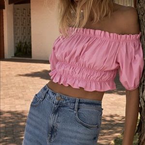 The cutest pink poplin Zara top. Sold out in store